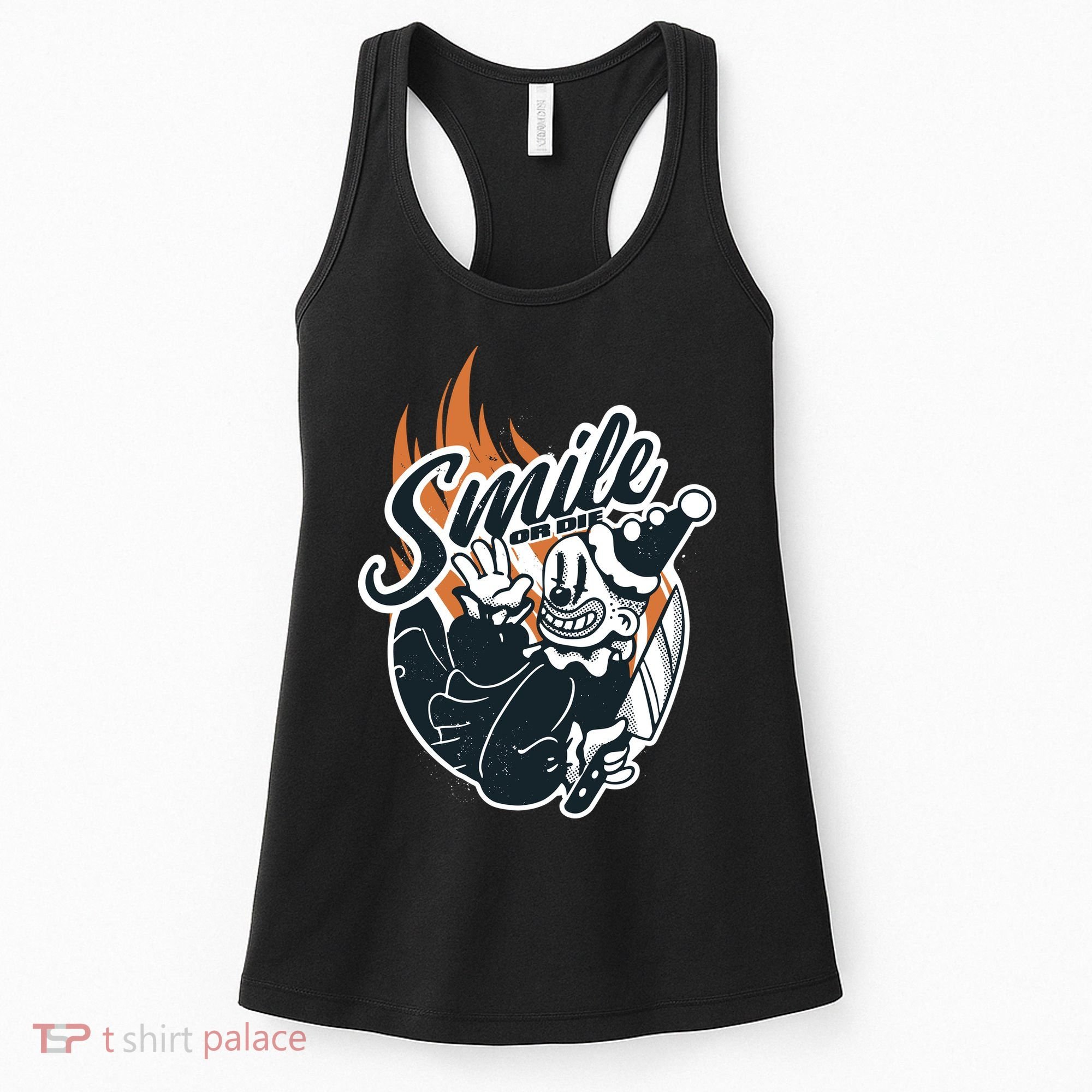 Smile Or Die Scary Clown Halloween Women's Tank Top