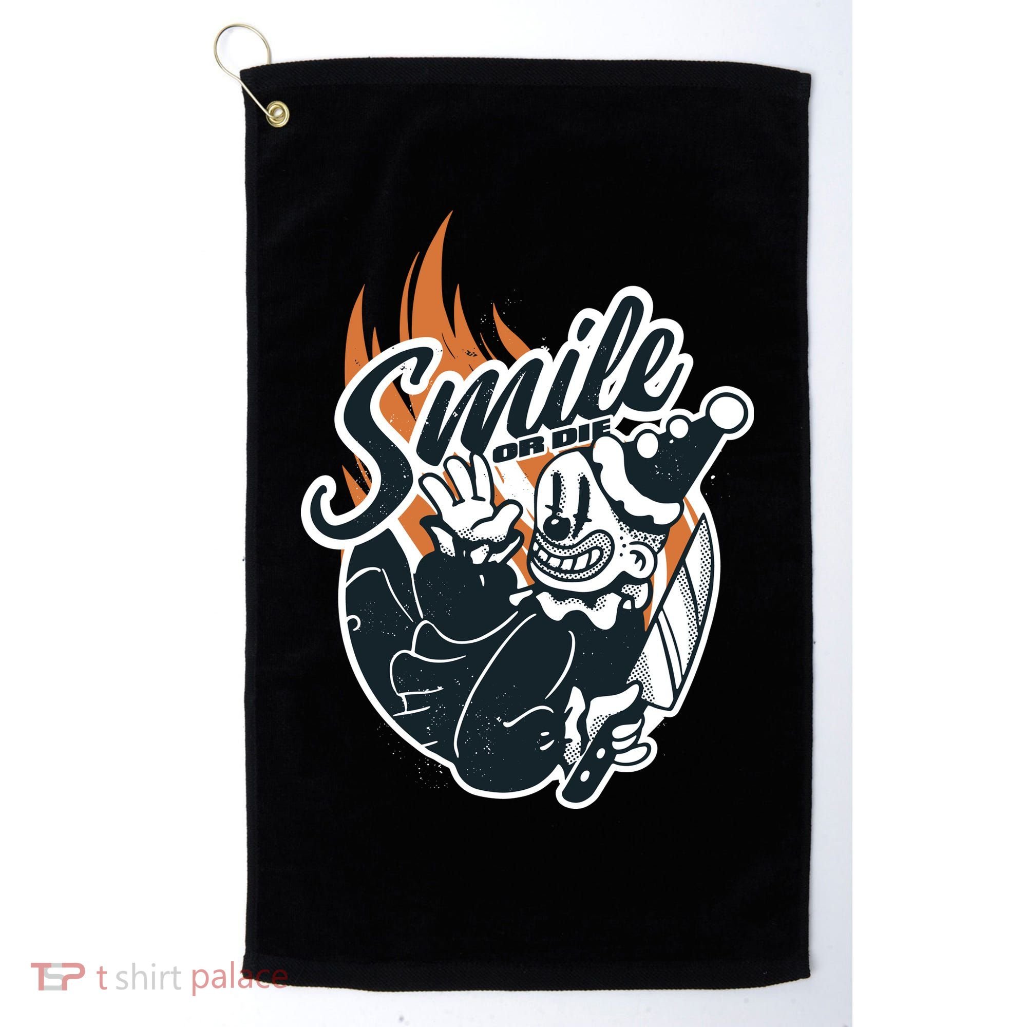Smile Or Die Scary Clown Halloween Golf Towel