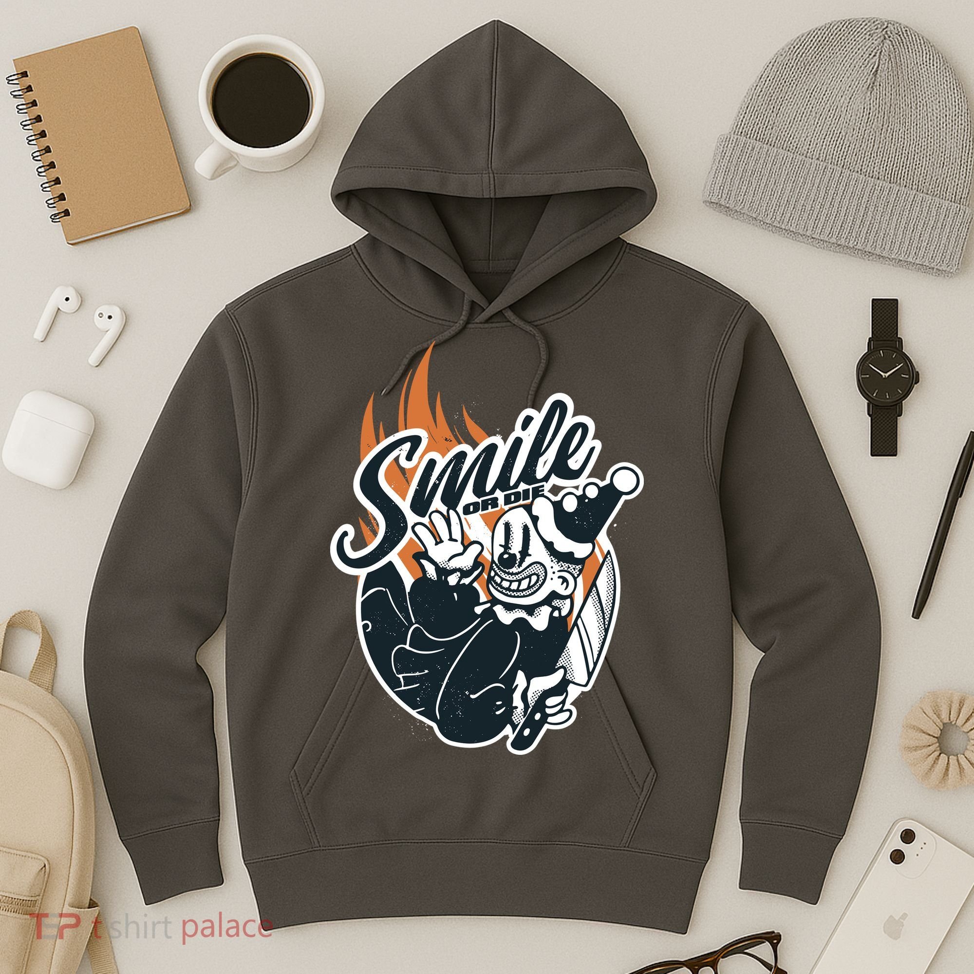 Smile Or Die Scary Clown Halloween Hoodie