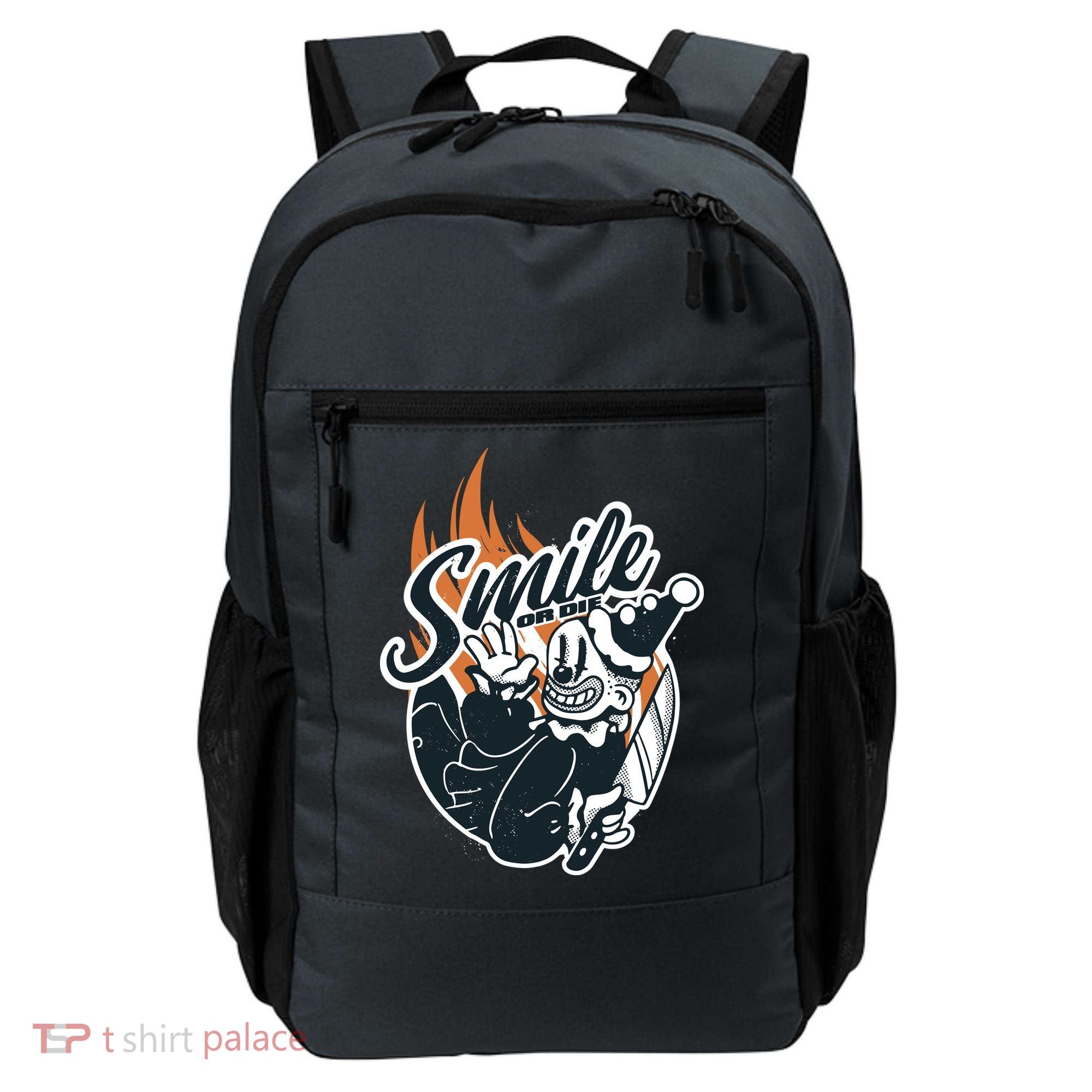 Smile Or Die Scary Clown Halloween Backpack