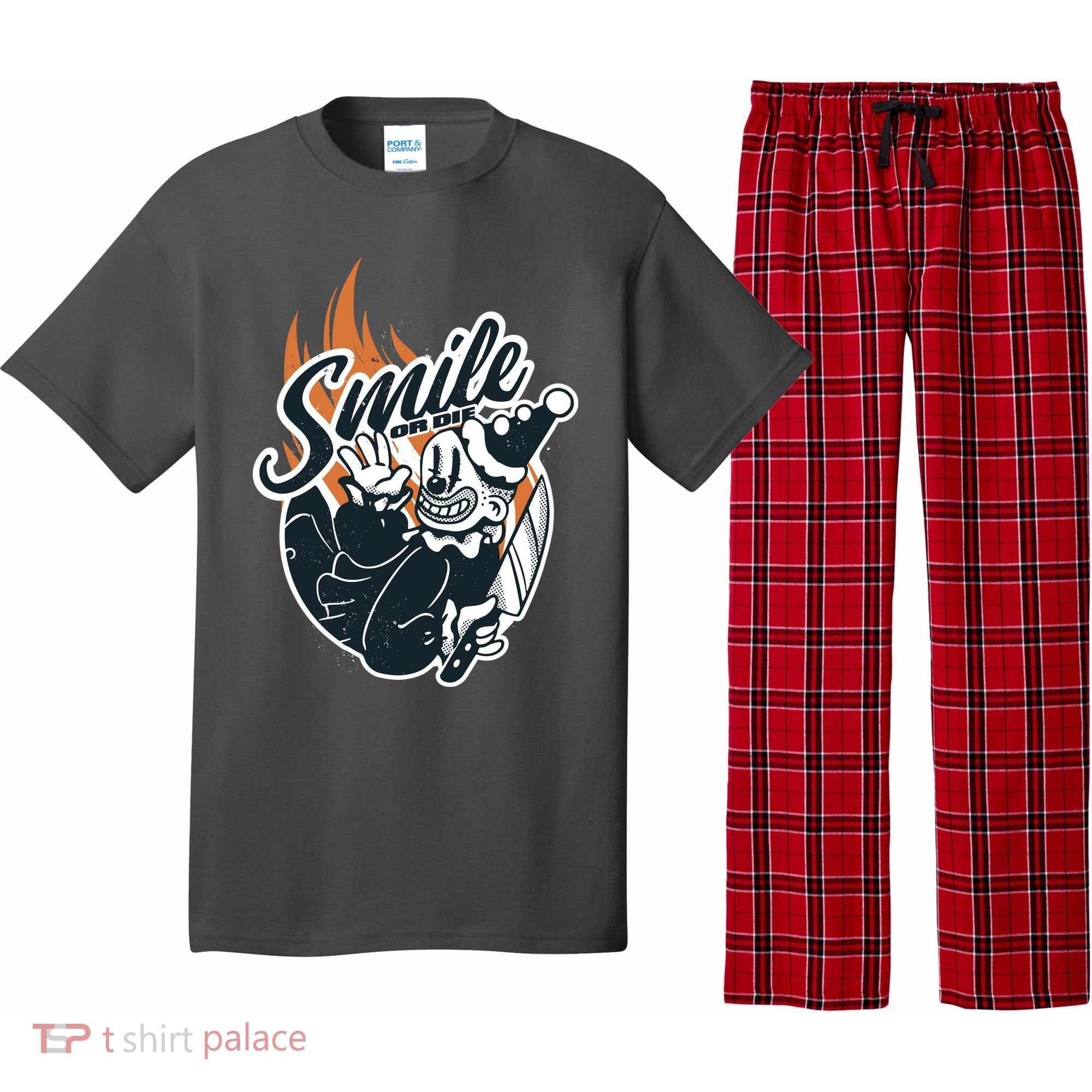 Smile Or Die Scary Clown Halloween Pajama Set