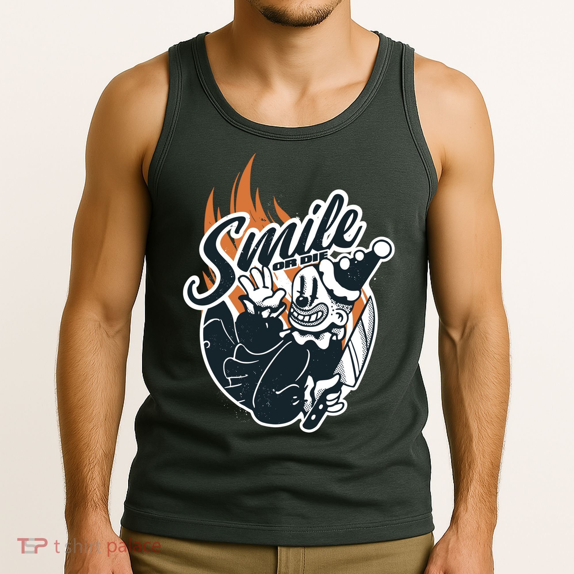 Smile Or Die Scary Clown Halloween Tank Top