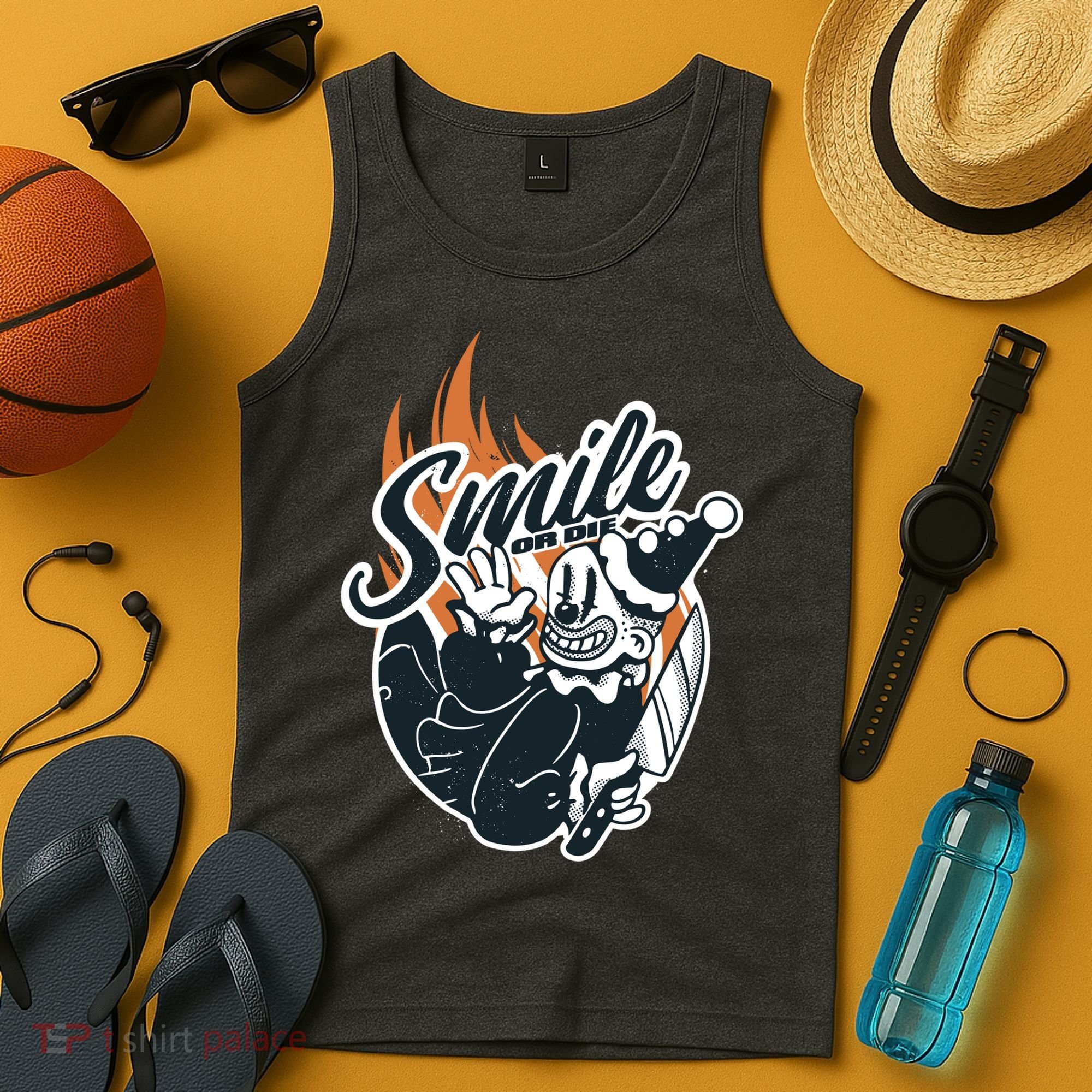 Smile Or Die Scary Clown Halloween Tank Top