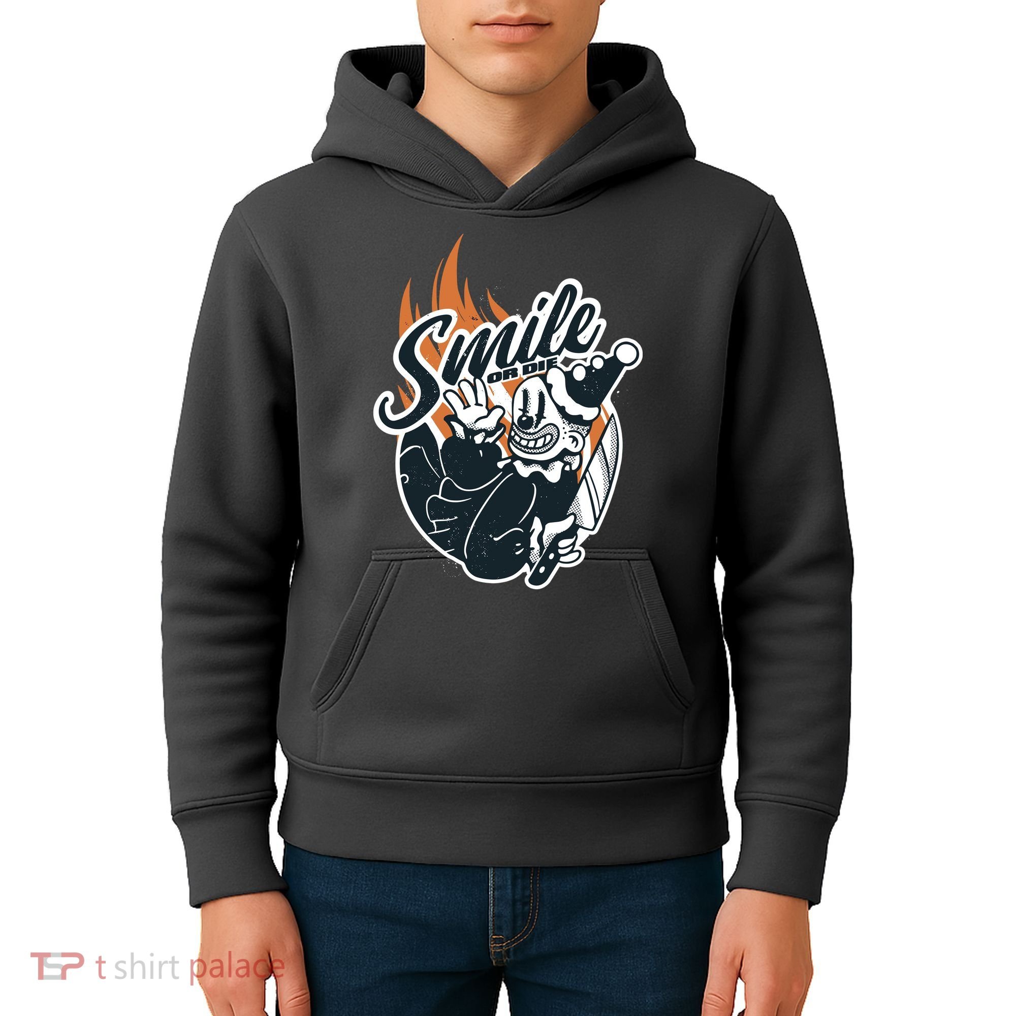 Smile Or Die Scary Clown Halloween Kids Hoodie