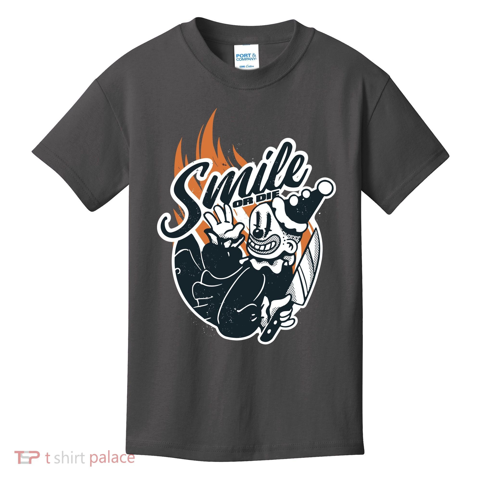 Smile Or Die Scary Clown Halloween Kids T-Shirt