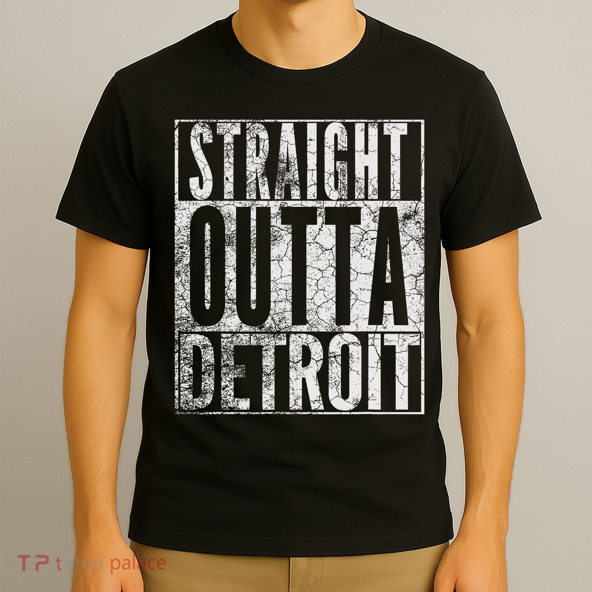 Straight Outta Detroit Michigan Vintage Gift T-Shirt