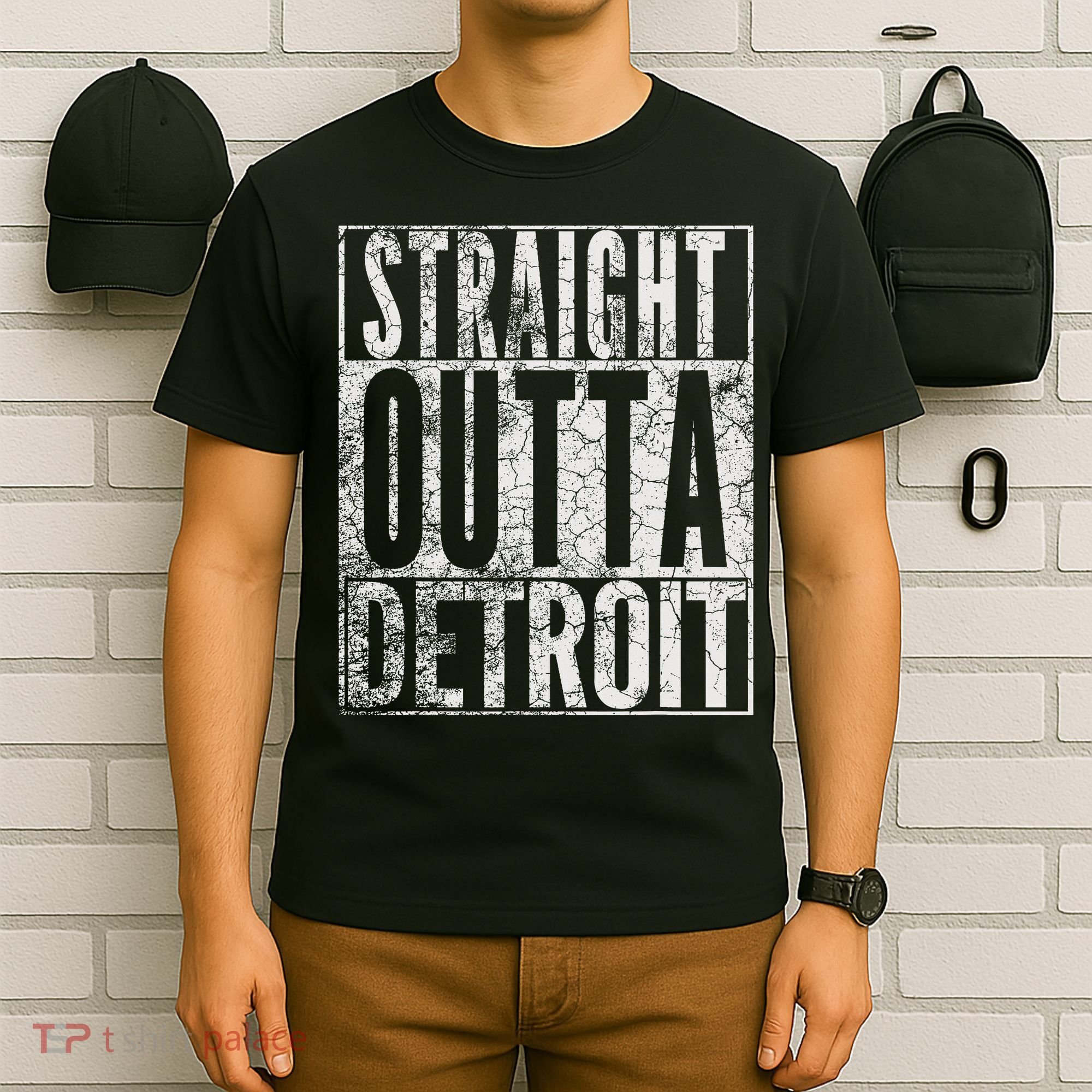 Straight Outta Detroit Michigan Vintage Gift T-Shirt