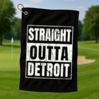 Straight Outta Detroit Michigan Great Gift Golf Towel thumb 1
