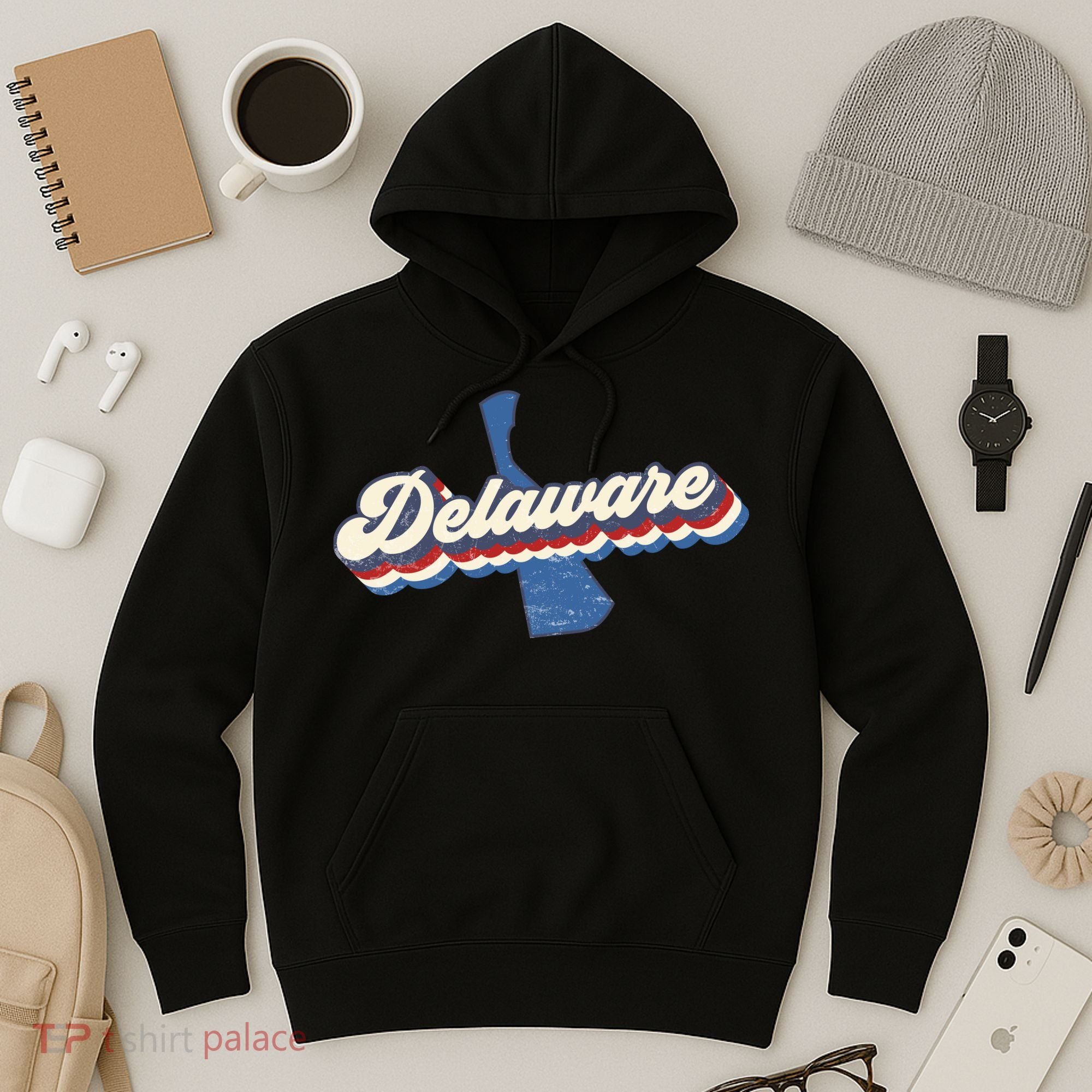 State Of Delaware Retro Logo Hoodie