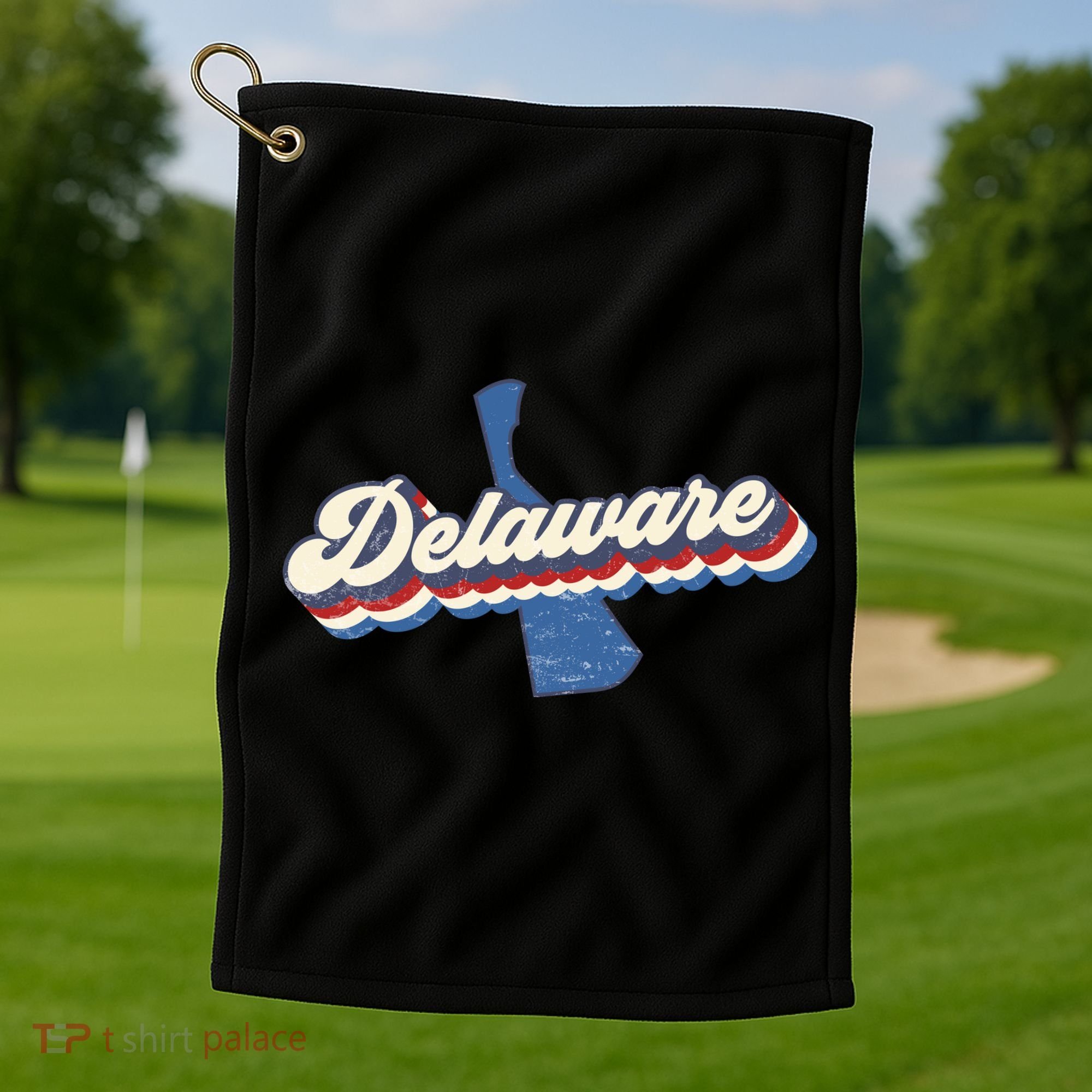 State Of Delaware Retro Logo Golf Towel