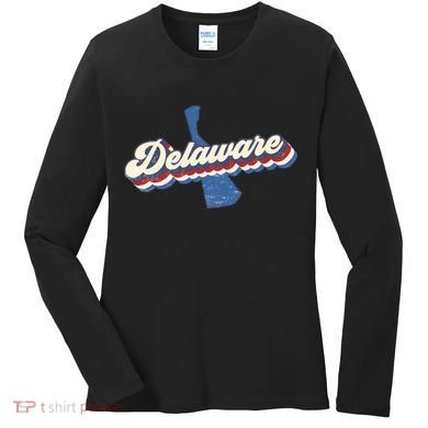 State Of Delaware Retro Logo Women's Long Sleeve Shirt