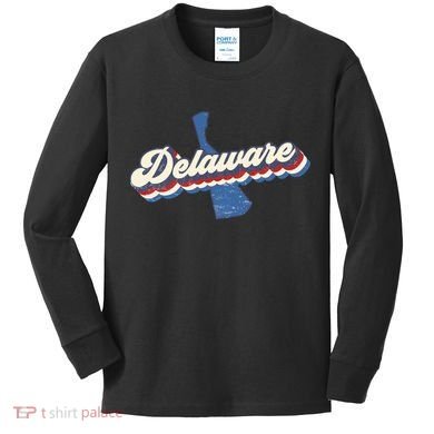 State Of Delaware Retro Logo Kids Long Sleeve Shirt
