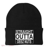 Straight Outta Deez Nuts Funny Meme Beanie thumb 0