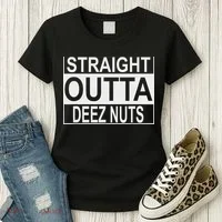 Straight Outta Deez Nuts Funny Meme Women's T-Shirt thumb 3