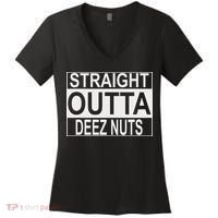 Straight Outta Deez Nuts Funny Meme Women's V-Neck T-Shirt thumb 0