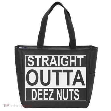Straight Outta Deez Nuts Funny Meme Tote Bag