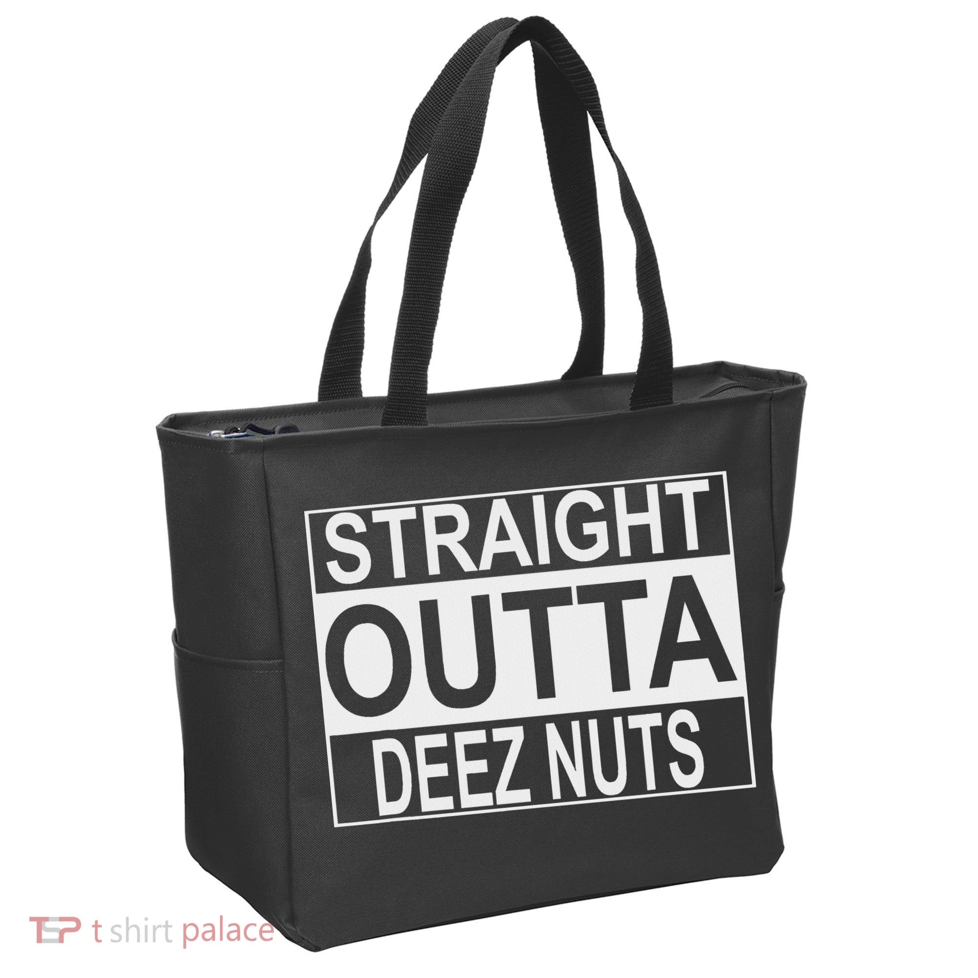 Straight Outta Deez Nuts Funny Meme Tote Bag