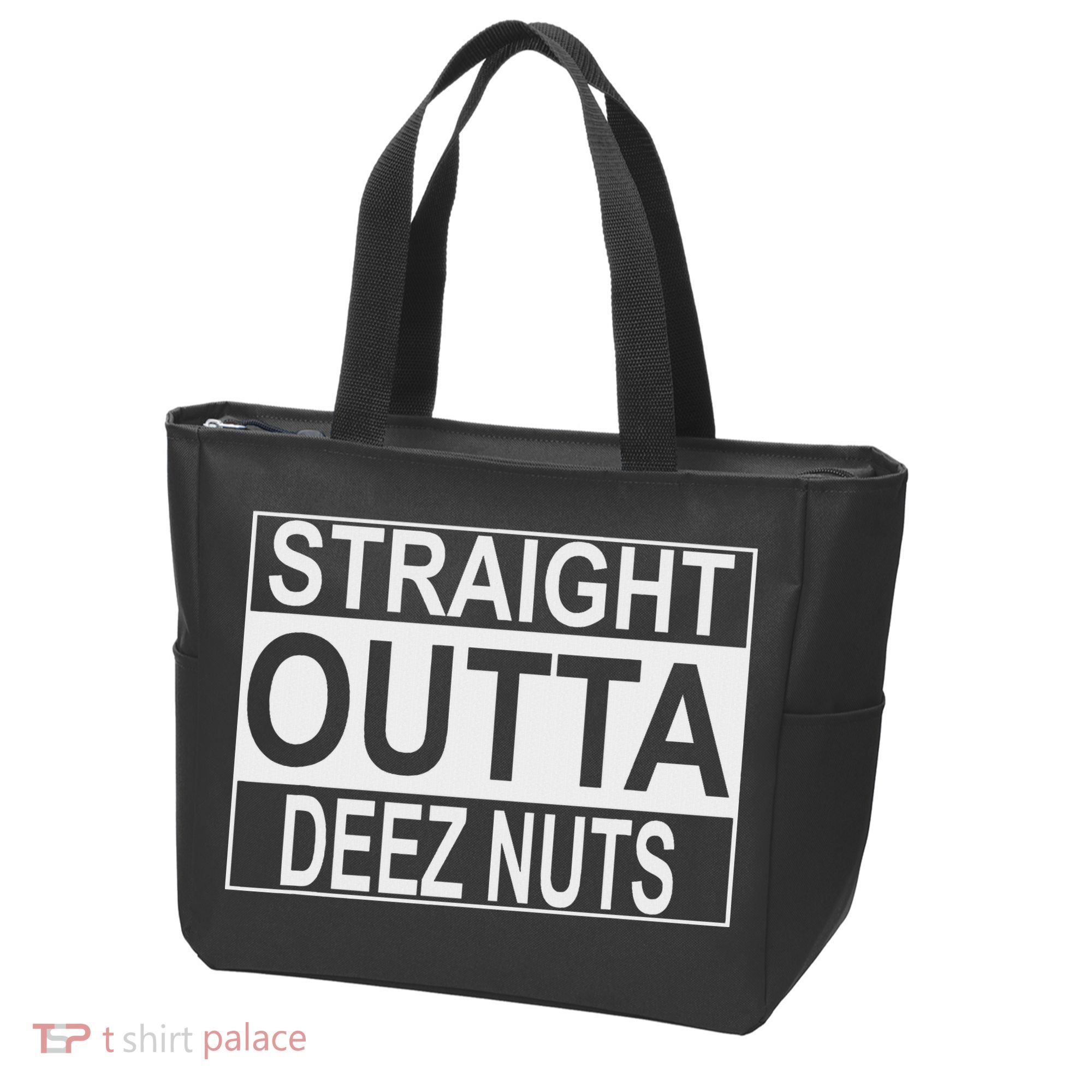 Straight Outta Deez Nuts Funny Meme Tote Bag