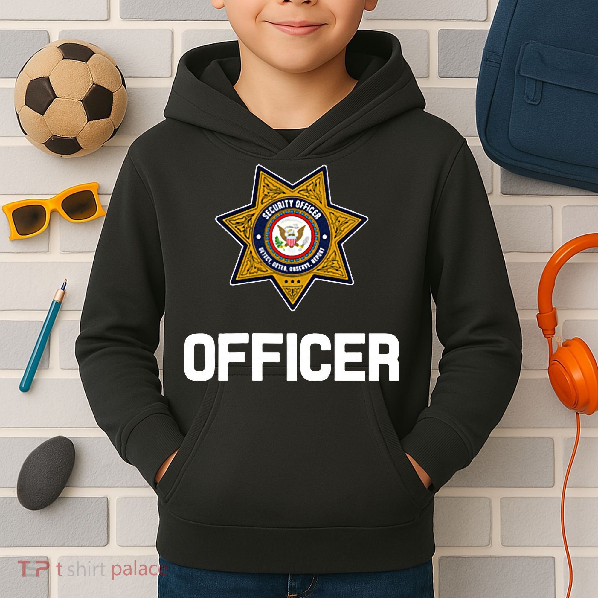 Security Officer Enforcement Badge Police Guards Duty Kids Hoodie