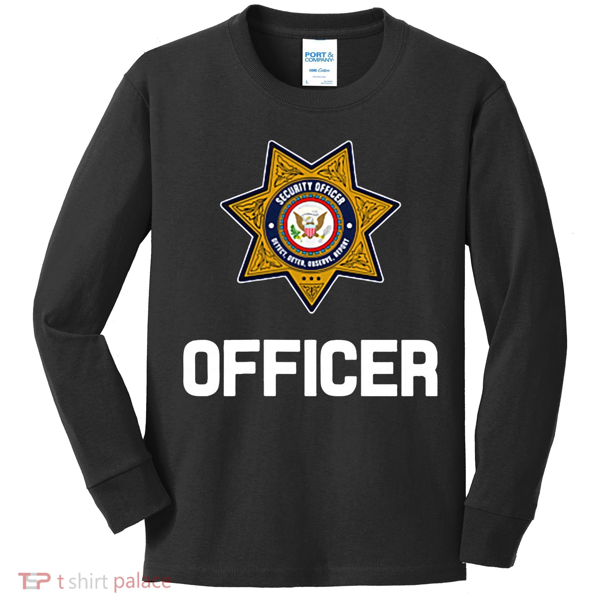 Security Officer Enforcement Badge Police Guards Duty Kids Long Sleeve Shirt