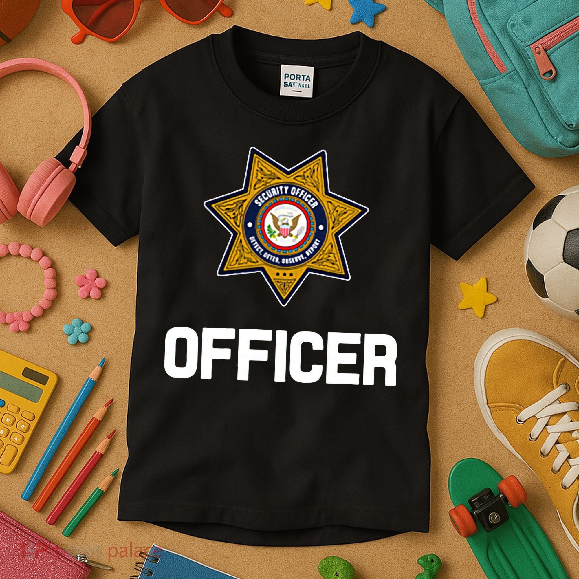 Security Officer Enforcement Badge Police Guards Duty Kids T-Shirt