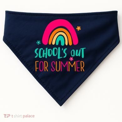 Schools Out For Summer Cute Rainbow USA-Made Doggie Bandana