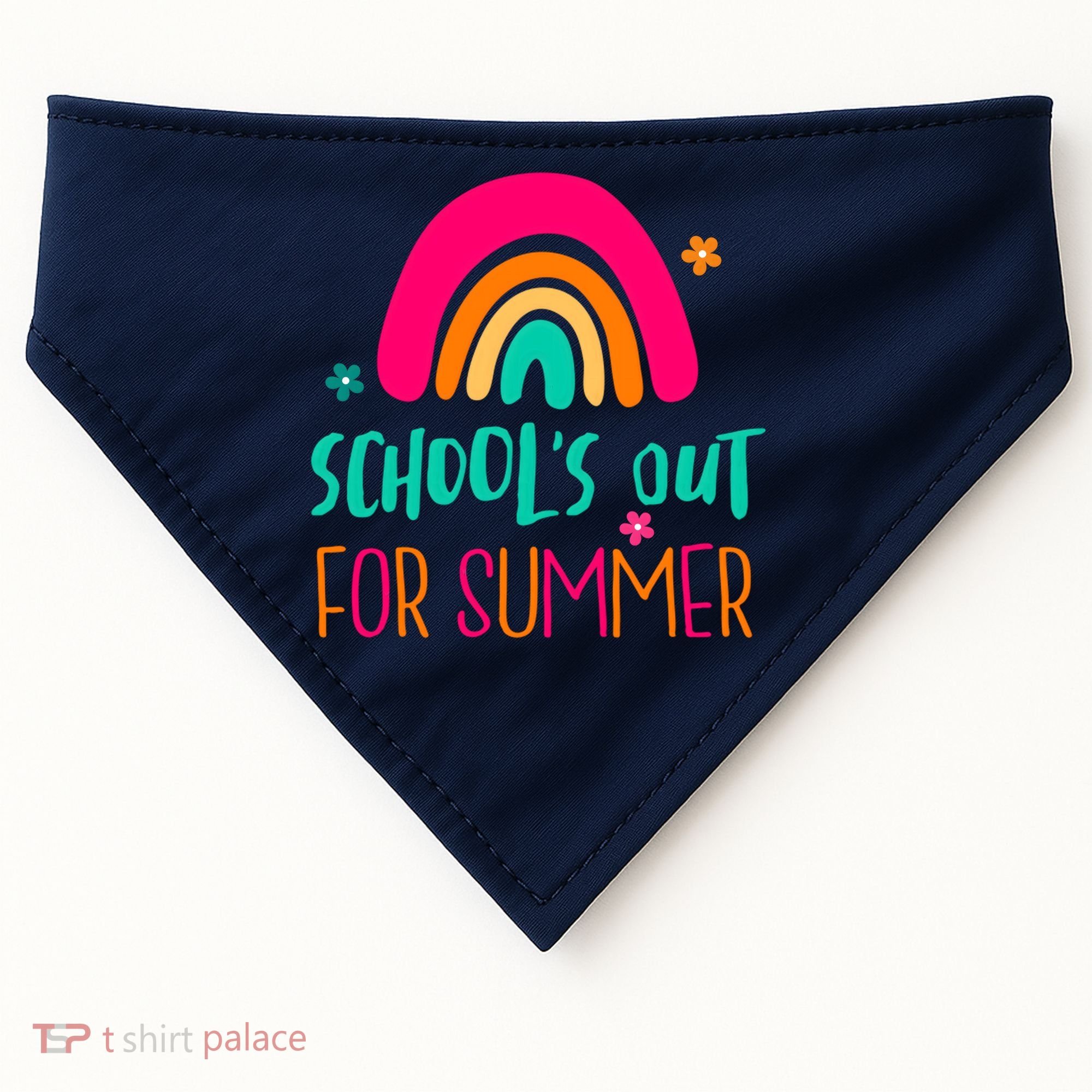 Schools Out For Summer Cute Rainbow USA-Made Doggie Bandana