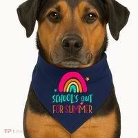 Schools Out For Summer Cute Rainbow USA-Made Doggie Bandana thumb 1