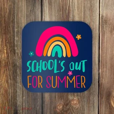 Schools Out For Summer Cute Rainbow Coaster