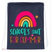 Schools Out For Summer Cute Rainbow Drawstring Bag thumb 0