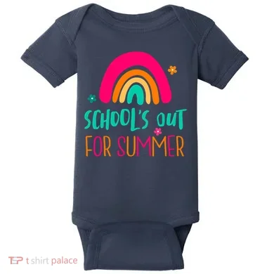 Schools Out For Summer Cute Rainbow Baby Bodysuit