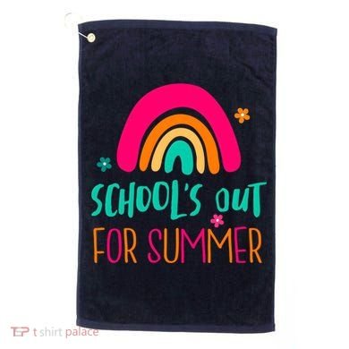 Schools Out For Summer Cute Rainbow Golf Towel