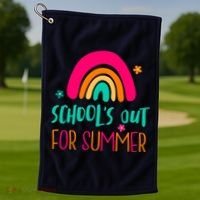 Schools Out For Summer Cute Rainbow Golf Towel thumb 1
