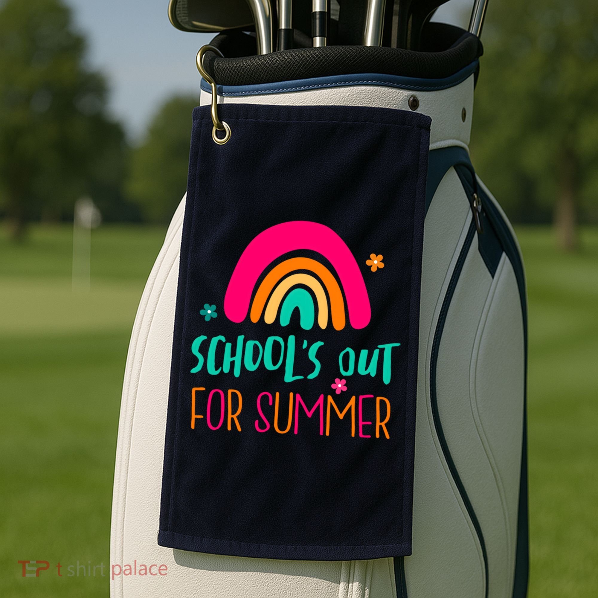 Schools Out For Summer Cute Rainbow Golf Towel