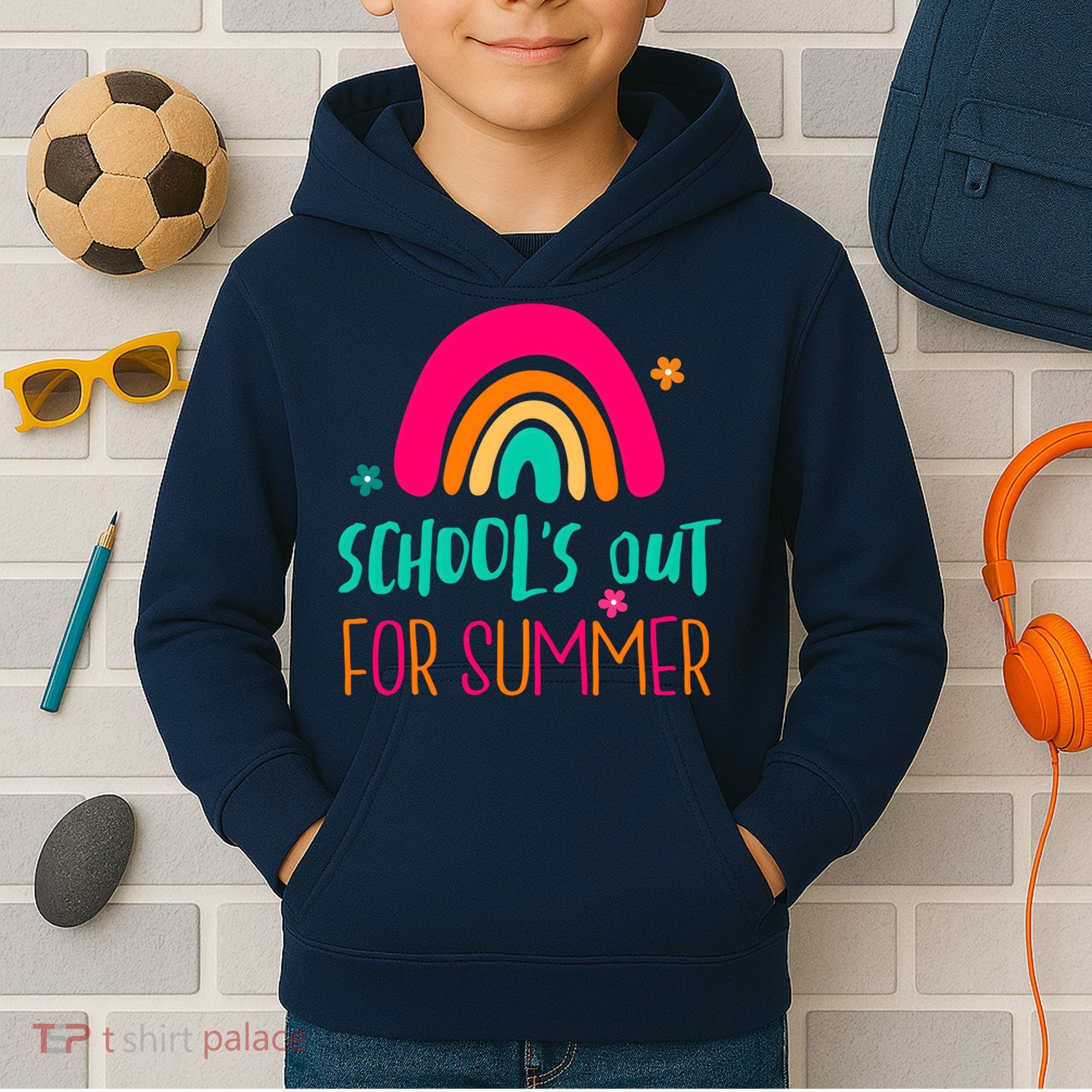 Schools Out For Summer Cute Rainbow Kids Hoodie