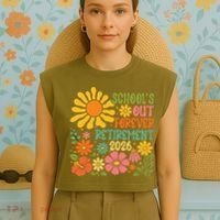Schools Out Forever Retirement 2026 Retired Teacher Garment-Dyed Women's Muscle Tee thumb 4