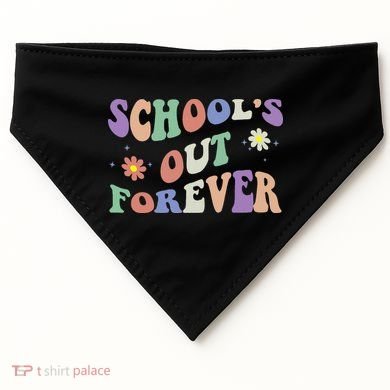 School's Out Forever Teacher Retirement Boho Flower USA-Made Doggie Bandana
