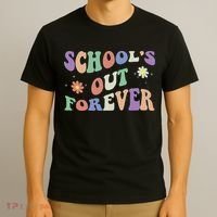 School's Out Forever Teacher Retirement Boho Flower T-Shirt thumb 3