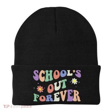 School's Out Forever Teacher Retirement Boho Flower Beanie