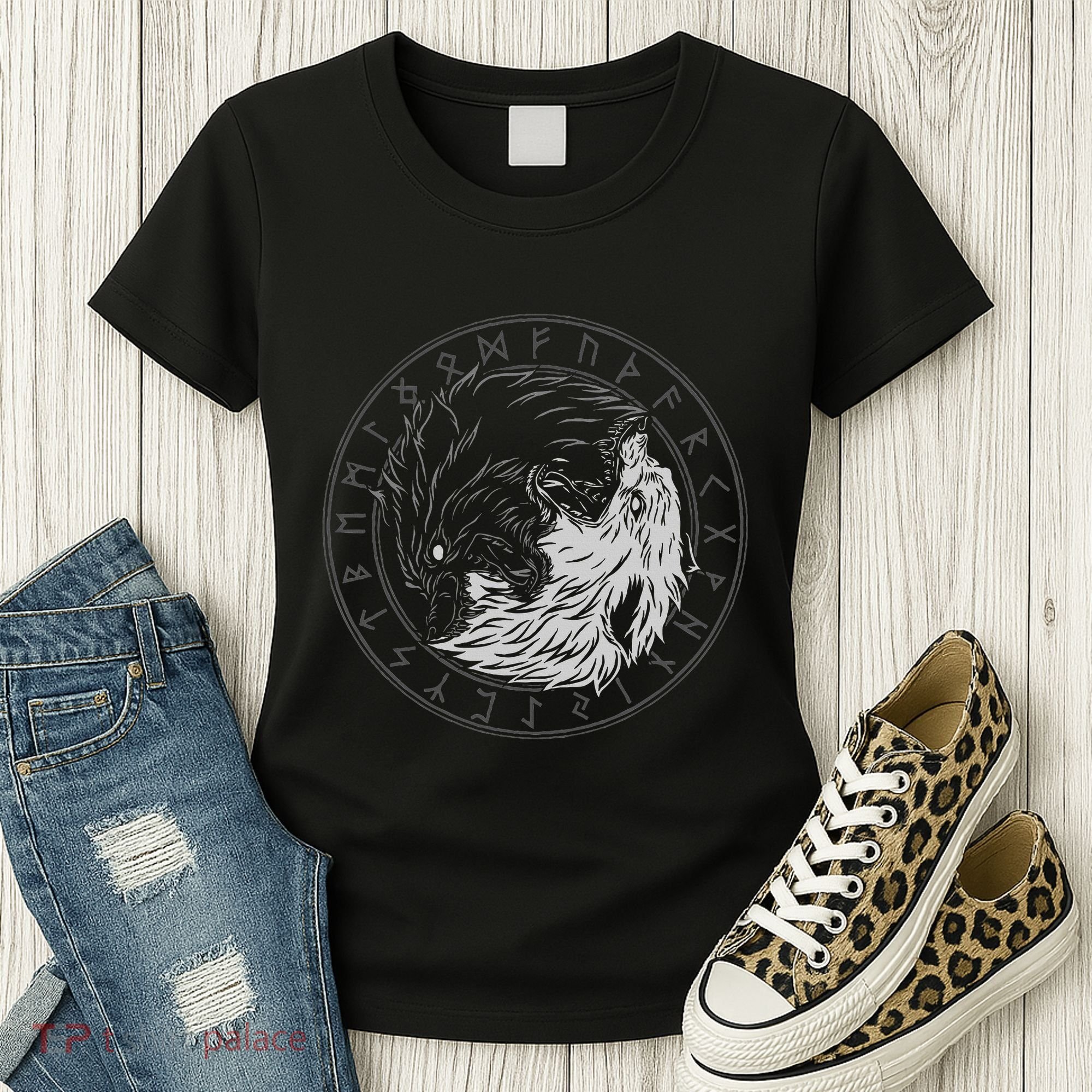 Sons Of Fenrir SköLl And Hati Ying Yang Wolf Women's T-Shirt