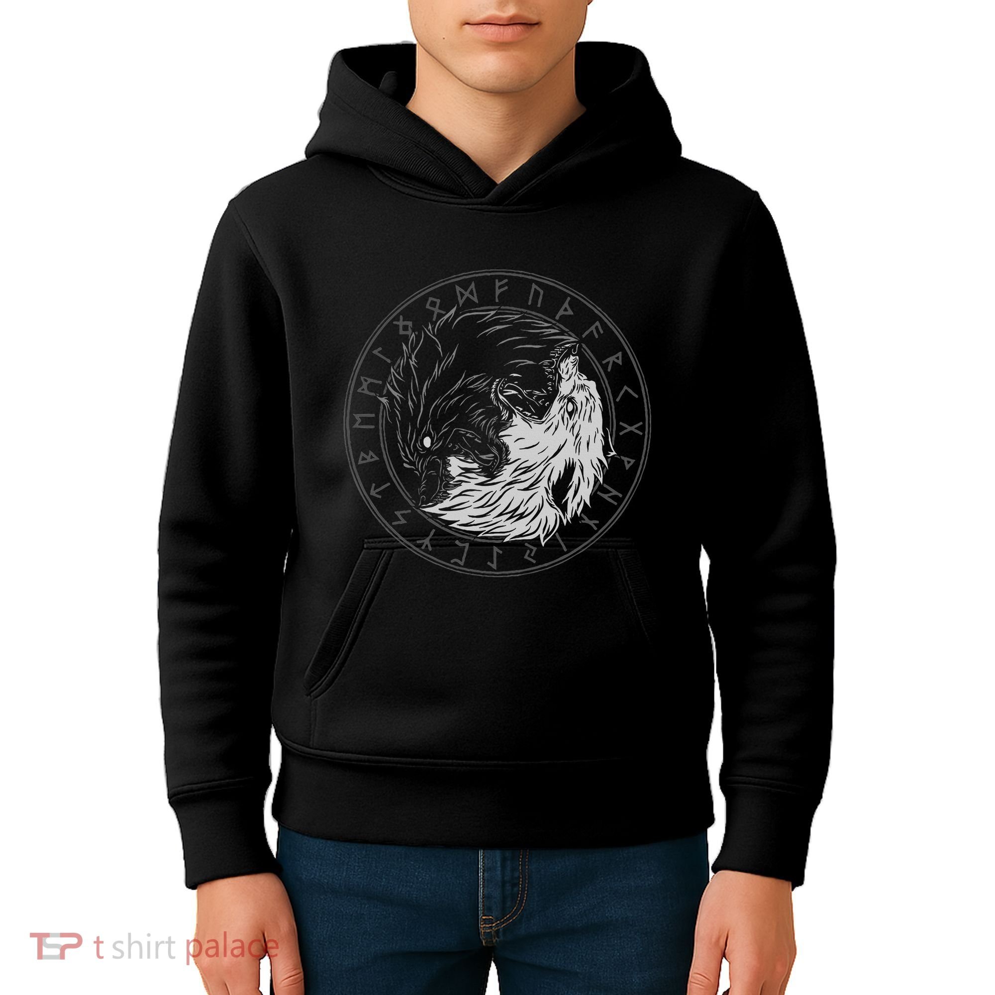 Sons Of Fenrir SköLl And Hati Ying Yang Wolf Kids Hoodie