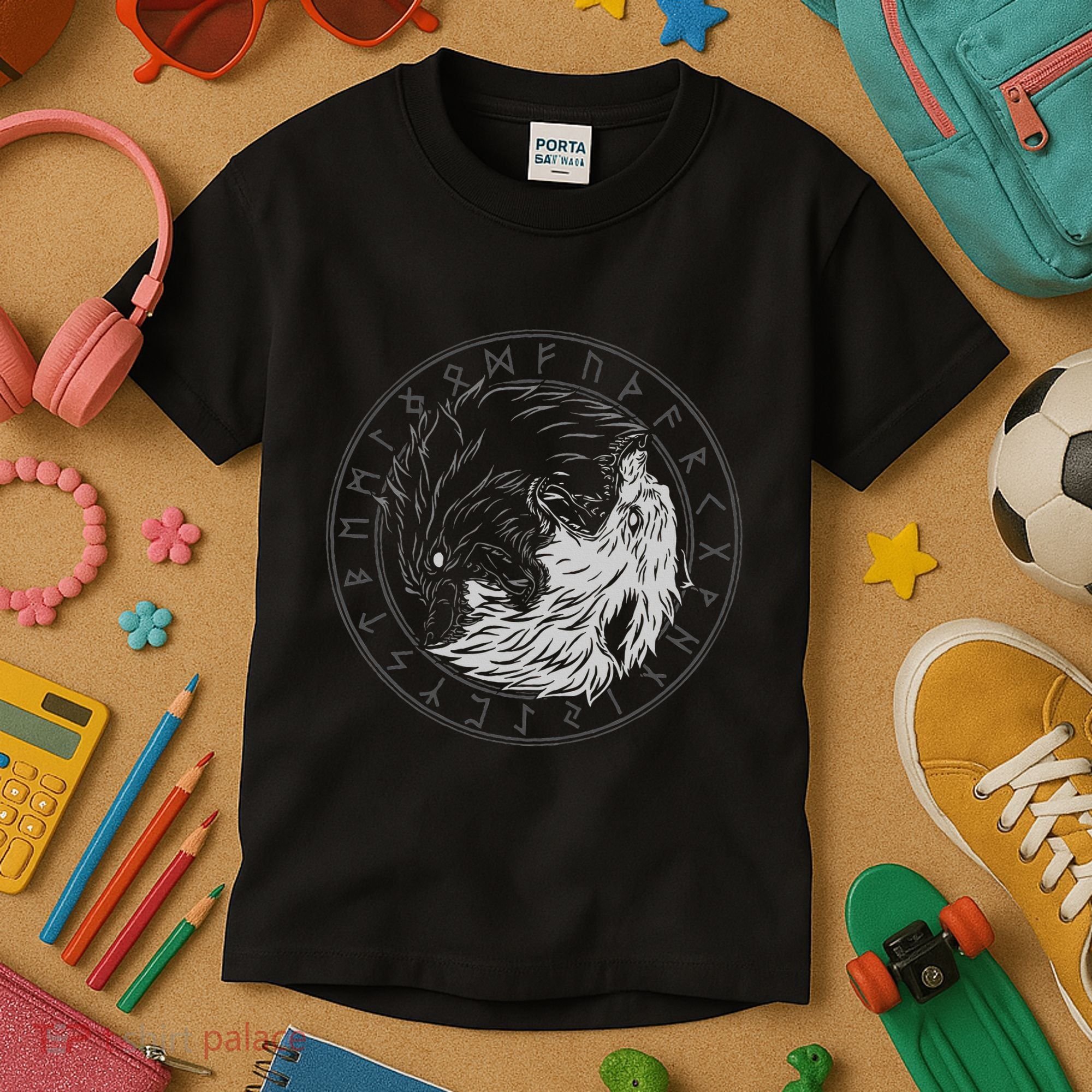 Sons Of Fenrir SköLl And Hati Ying Yang Wolf Kids T-Shirt