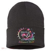 Schools Out Forever Retirement 2024 Retired Teacher Sustainable Knit Beanie thumb 0