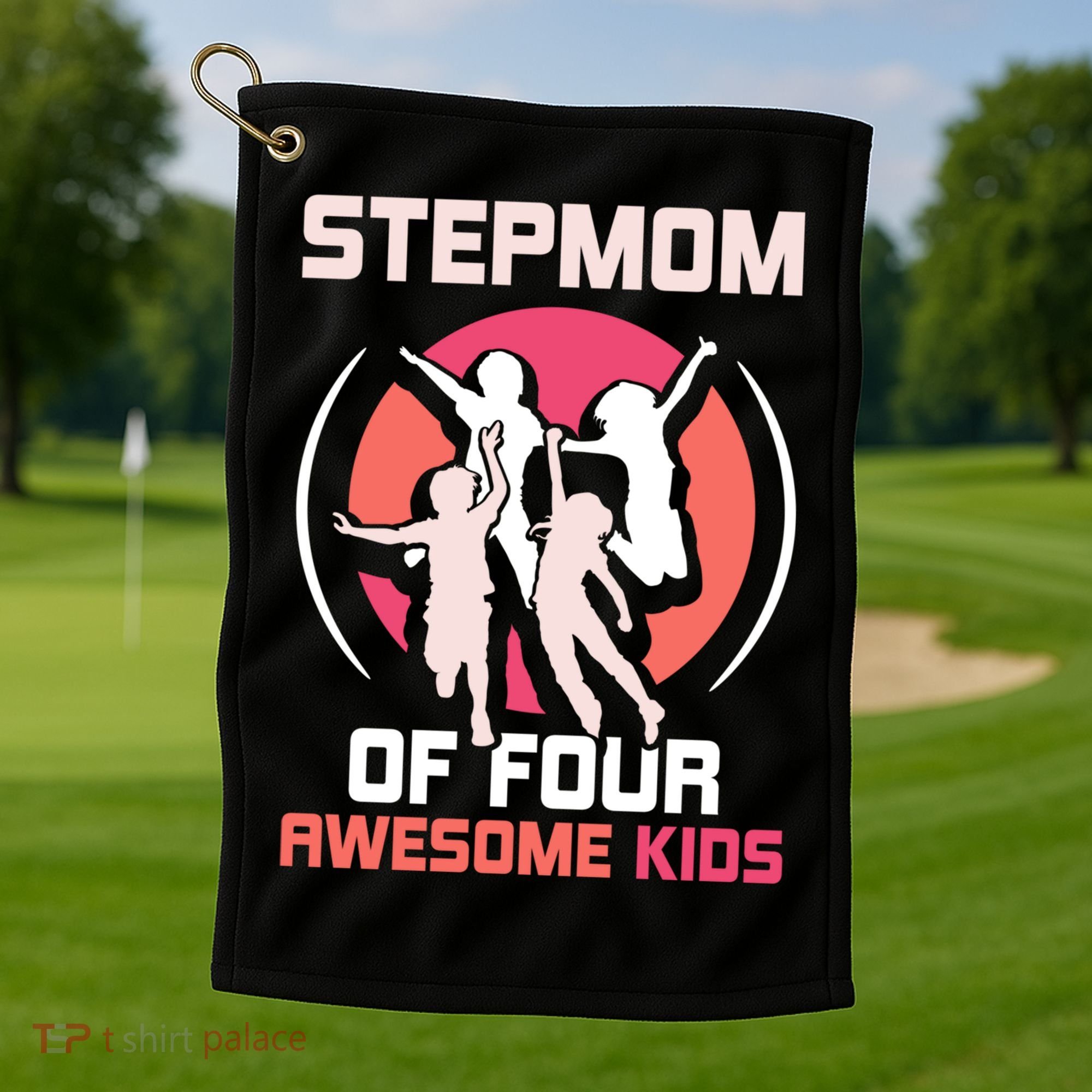 Stepmom Of Four Awesome Mother's Day Stepmother Mom Gift Golf Towel
