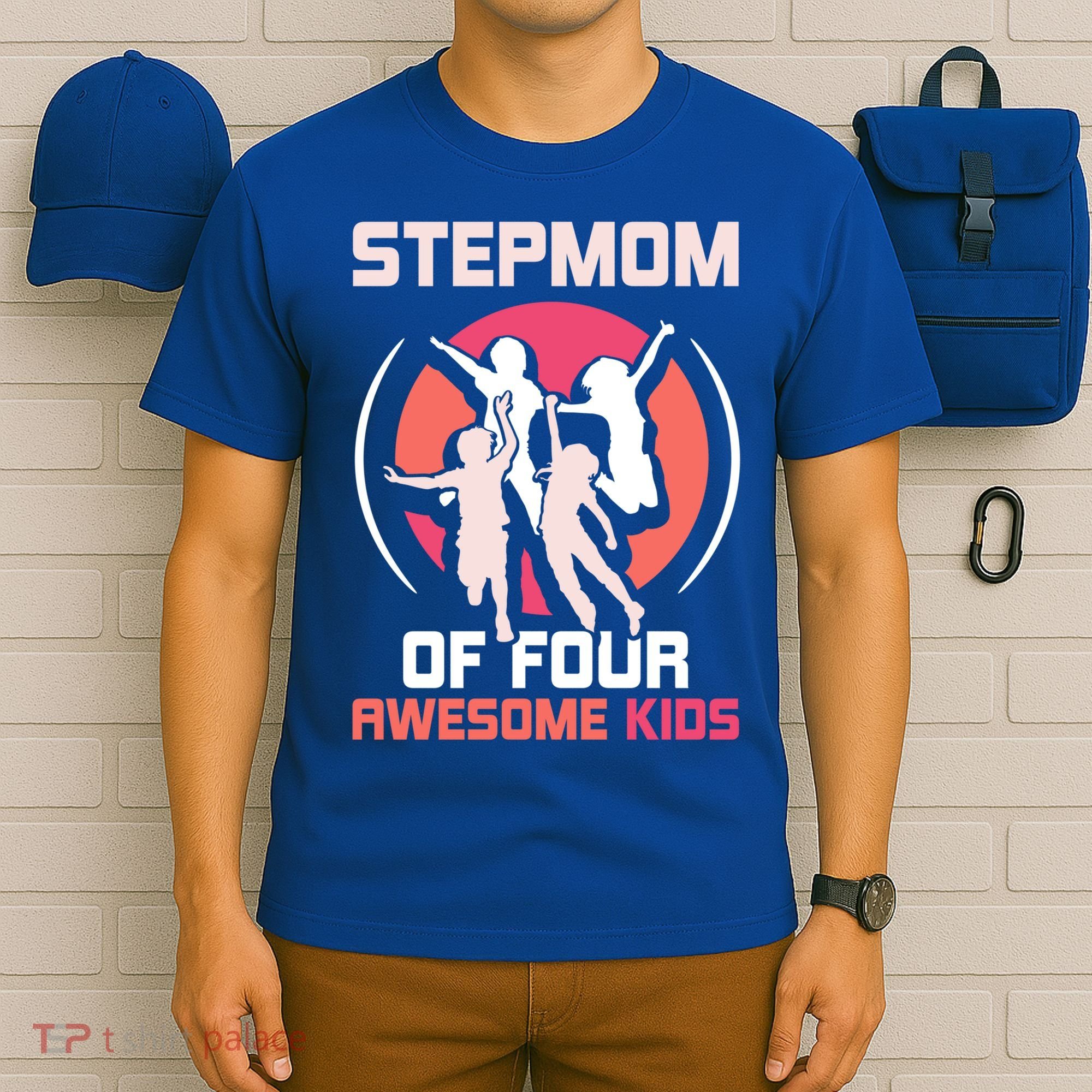 Stepmom Of Four Awesome Mother's Day Stepmother Mom Gift T-Shirt
