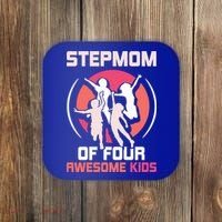Stepmom Of Four Awesome Mother's Day Stepmother Mom Gift Coaster thumb 0