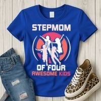 Stepmom Of Four Awesome Mother's Day Stepmother Mom Gift Women's T-Shirt thumb 3