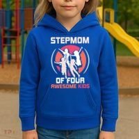 Stepmom Of Four Awesome Mother's Day Stepmother Mom Gift Kids Hoodie thumb 3