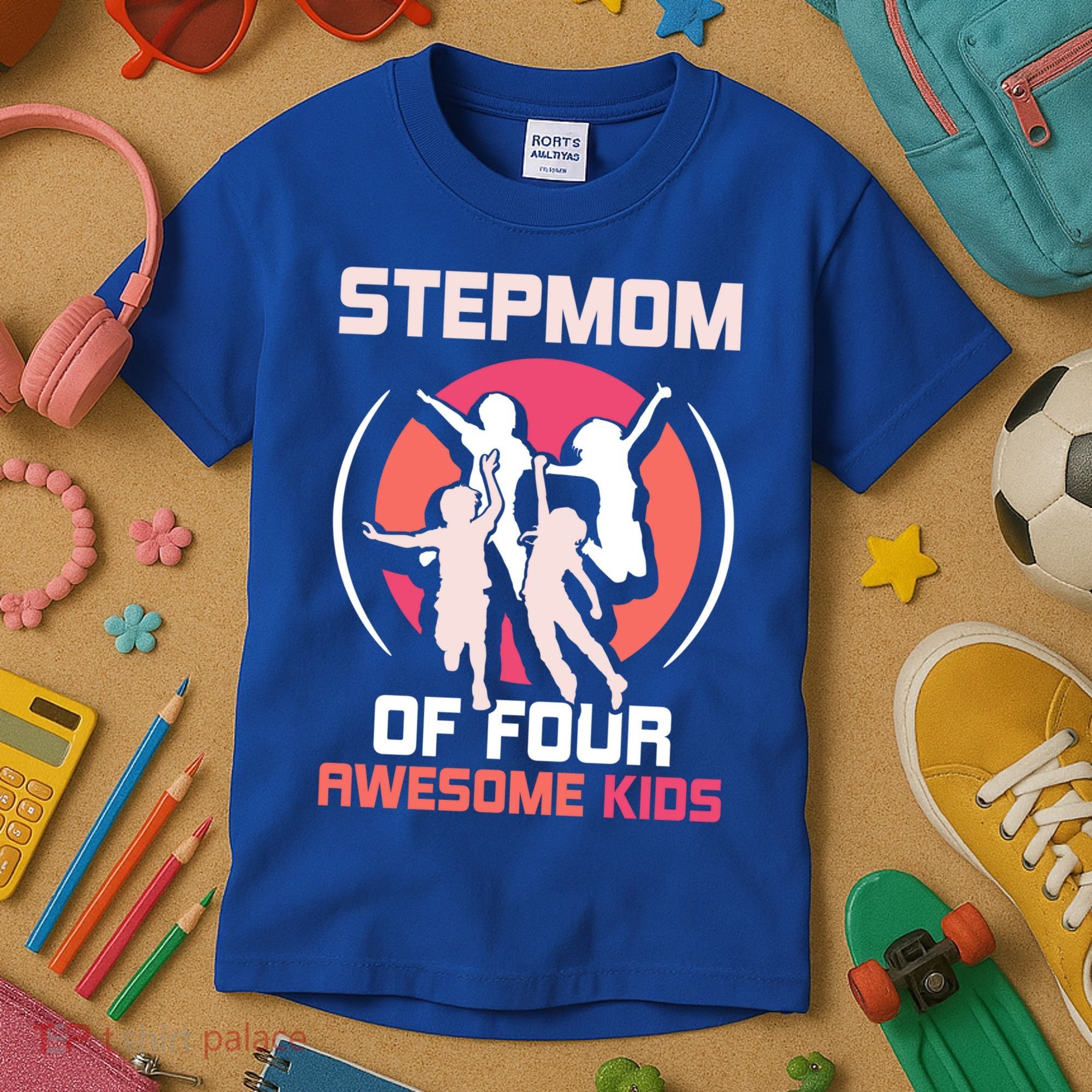 Stepmom Of Four Awesome Mother's Day Stepmother Mom Gift Kids T-Shirt
