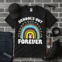 School's Out Forever Rainbow Teacher Retirement Teacher Life Tall T-Shirt thumb 3